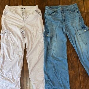American Eagle Outfitters Purple and Blue Flare Jeans